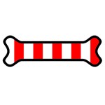 Vertical Stripes - White and Red Magnet (Dog Bone)