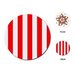 Vertical Stripes - White and Red Playing Cards (Round)