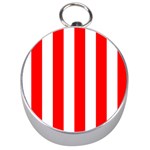 Vertical Stripes - White and Red Silver Compass