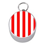 Vertical Stripes - White and Red Silver Compass (Mini)