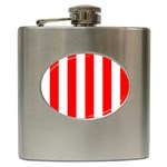 Vertical Stripes - White and Red Hip Flask (6 oz)