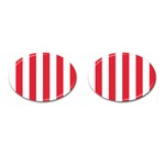 Vertical Stripes - White and Alizarin Red Cufflinks (Oval)