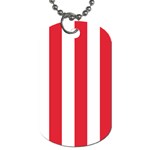 Vertical Stripes - White and Alizarin Red Dog Tag (One Side)