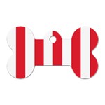 Vertical Stripes - White and Alizarin Red Dog Tag Bone (Two Sides)
