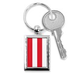 Vertical Stripes - White and Alizarin Red Key Chain (Rectangle)