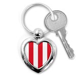 Vertical Stripes - White and Alizarin Red Key Chain (Heart)