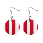 Vertical Stripes - White and Alizarin Red 1  Button Earrings