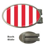 Vertical Stripes - White and Alizarin Red Money Clip (Oval)