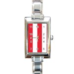 Vertical Stripes - White and Alizarin Red Rectangle Italian Charm Watch