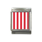 Vertical Stripes - White and Alizarin Red Italian Charm (13mm)