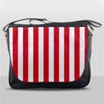 Vertical Stripes - White and Alizarin Red Messenger Bag