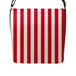 Vertical Stripes - White and Alizarin Red Flap Closure Messenger Bag (L)