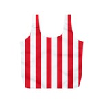 Vertical Stripes - White and Alizarin Red Full Print Recycle Bag (S)
