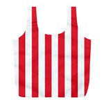 Vertical Stripes - White and Alizarin Red Full Print Recycle Bag (L)