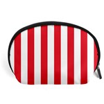 Vertical Stripes - White and Alizarin Red Accessory Pouch (Large)