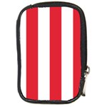 Vertical Stripes - White and Alizarin Red Compact Camera Leather Case