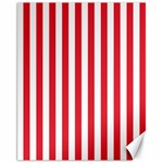 Vertical Stripes - White and Alizarin Red Canvas 11  x 14 