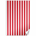 Vertical Stripes - White and Alizarin Red Canvas 20  x 30 
