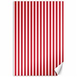 Vertical Stripes - White and Alizarin Red Canvas 24  x 36 