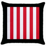 Vertical Stripes - White and Alizarin Red Throw Pillow Case (Black)