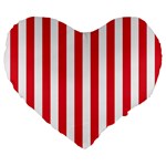 Vertical Stripes - White and Alizarin Red Large 19  Premium Flano Heart Shape Cushion