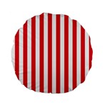 Vertical Stripes - White and Alizarin Red Standard 15  Premium Flano Round Cushion