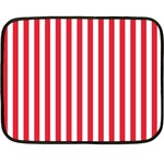 Vertical Stripes - White and Alizarin Red Double Sided Fleece Blanket (Mini)