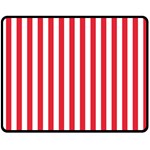 Vertical Stripes - White and Alizarin Red Fleece Blanket (Medium) (One Side)