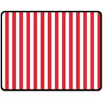 Vertical Stripes - White and Alizarin Red Double Sided Fleece Blanket (Medium) (Two Sides)