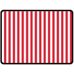 Vertical Stripes - White and Alizarin Red Double Sided Fleece Blanket (Large) (Two Sides)