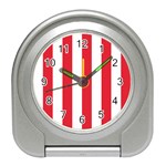 Vertical Stripes - White and Alizarin Red Desk Alarm Clock