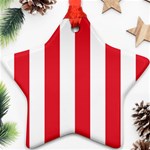 Vertical Stripes - White and Alizarin Red Ornament (Star)