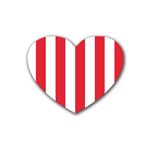 Vertical Stripes - White and Alizarin Red Heart Coaster (4 pack)