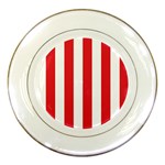Vertical Stripes - White and Alizarin Red Porcelain Plate