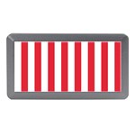 Vertical Stripes - White and Alizarin Red Memory Card Reader (Mini)