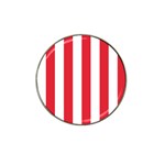 Vertical Stripes - White and Alizarin Red Hat Clip Ball Marker (10 pack)