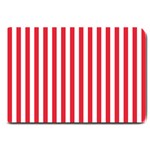 Vertical Stripes - White and Alizarin Red Large Doormat