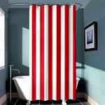 Vertical Stripes - White and Alizarin Red Shower Curtain 36  x 72  (Stall)