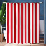 Vertical Stripes - White and Alizarin Red Shower Curtain 60  x 72  (Medium)