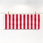 Vertical Stripes - White and Alizarin Red Hand Towel