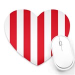 Vertical Stripes - White and Alizarin Red Heart Mousepad