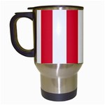 Vertical Stripes - White and Alizarin Red Travel Mug (White)