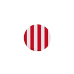 Vertical Stripes - White and Alizarin Red 1  Mini Button