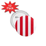 Vertical Stripes - White and Alizarin Red 1.75  Button (10 pack)