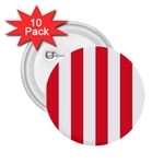 Vertical Stripes - White and Alizarin Red 2.25  Button (10 pack)