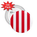 Vertical Stripes - White and Alizarin Red 2.25  Button (100 pack)