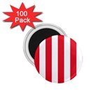 Vertical Stripes - White and Alizarin Red 1.75  Magnet (100 pack)