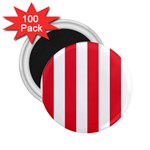 Vertical Stripes - White and Alizarin Red 2.25  Magnet (100 pack)