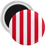 Vertical Stripes - White and Alizarin Red 3  Magnet
