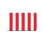 Vertical Stripes - White and Alizarin Red Magnet (Name Card)